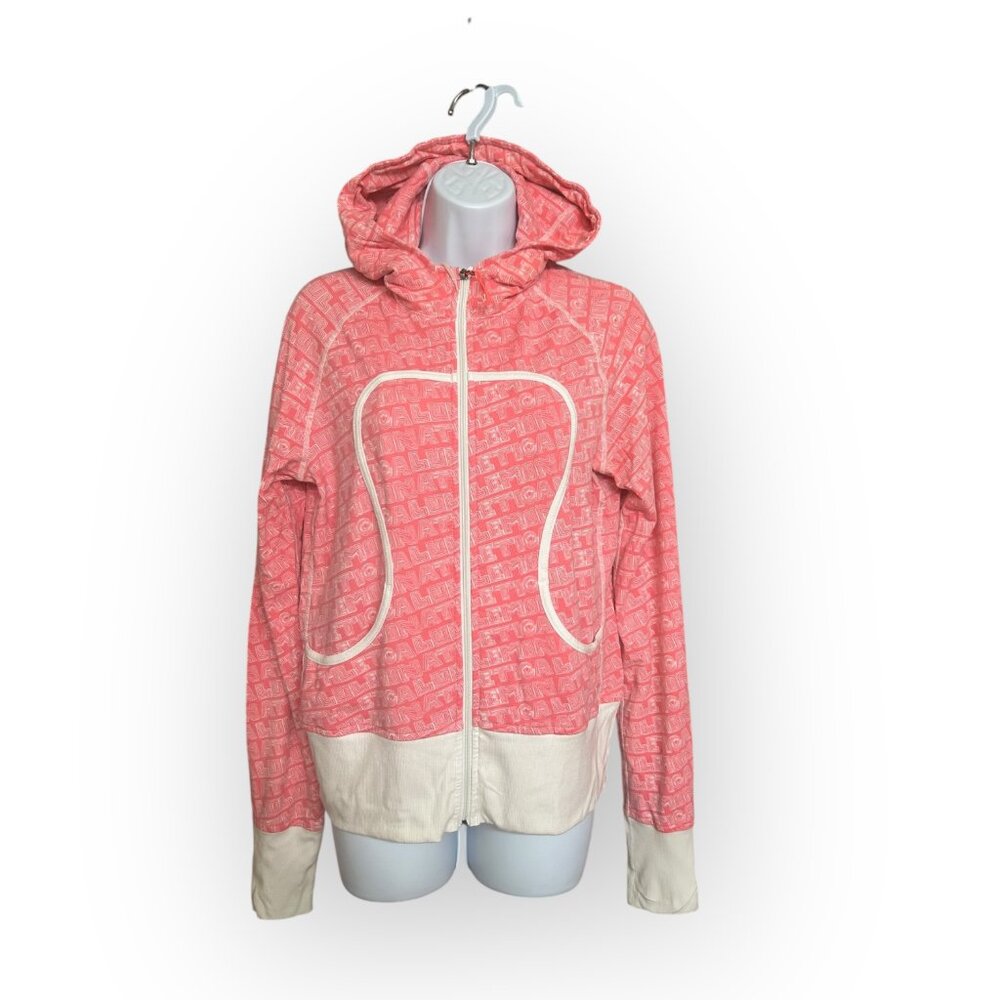 Lululemon Womens Pink Stretchy Hoodie Jacket Size L  Yoga Running Walking